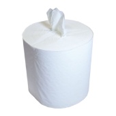 Полотенца бумажные с центральной вытяжкой 1-слойные белые с тиснением 300м, 6рул/место